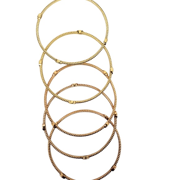 Sterling Silver Gold-Tone Cubic Zirconia Bangle Bracelets Set Of 5 #21290 - Picture 6 of 11